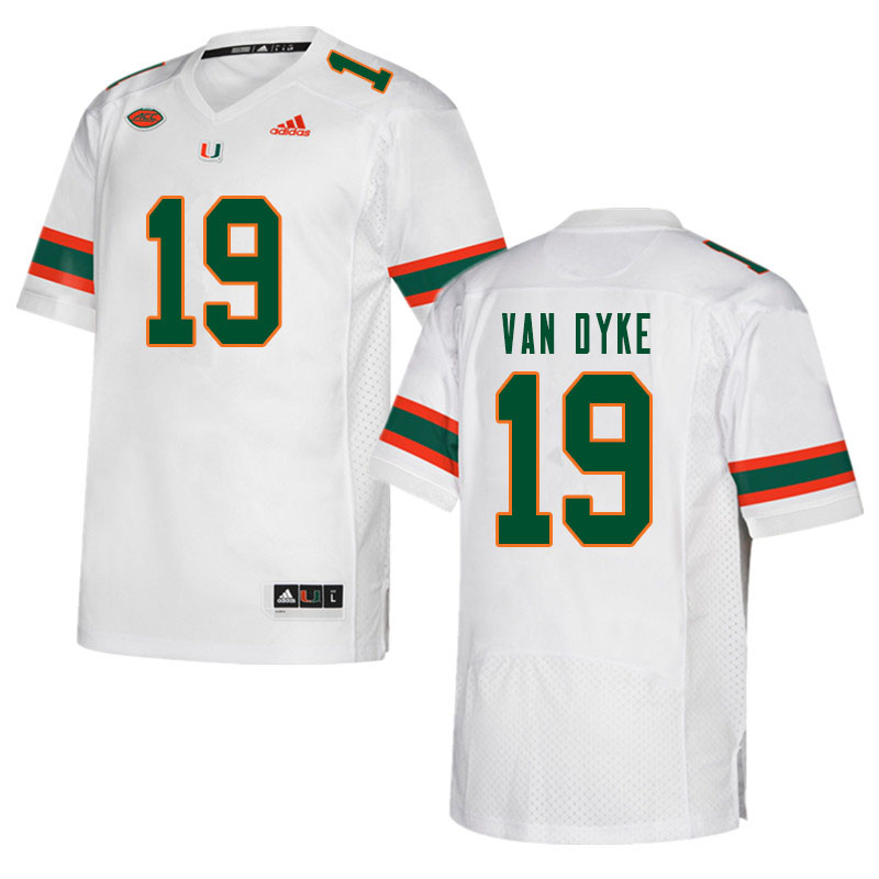 Men #19 Tyler Van Dyke Miami Hurricanes College Football Jerseys Sale-White